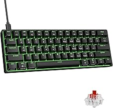 DIERYA DK61SE 60% Mechanical Gaming Keyboard, 61 Keys Anti-Ghosting, LED Backlight, Detachable USB-C, Ultra-Compact Mini Wired Keyboard with Quiet Red Linear Switch for Windows Laptop PC Gamer Typist