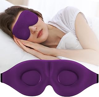 ZGGCD 3D Sleep Mask for Side Sleeper, Light Blocking Sleeping Eye Mask for Women Men, Contoured Cup Night Blindfold, Luxury Eye Cover Eye Shade with Adjustable Strap for Travel, Nap, Purple