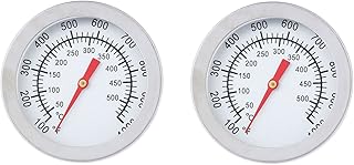 Mtsooning 2PCS BBQ Temperature Gauge, 2 Inch 1000° F Thermometer, Stainless Steel Heat Indicator for Lamb Beef Cooking Oven Wood