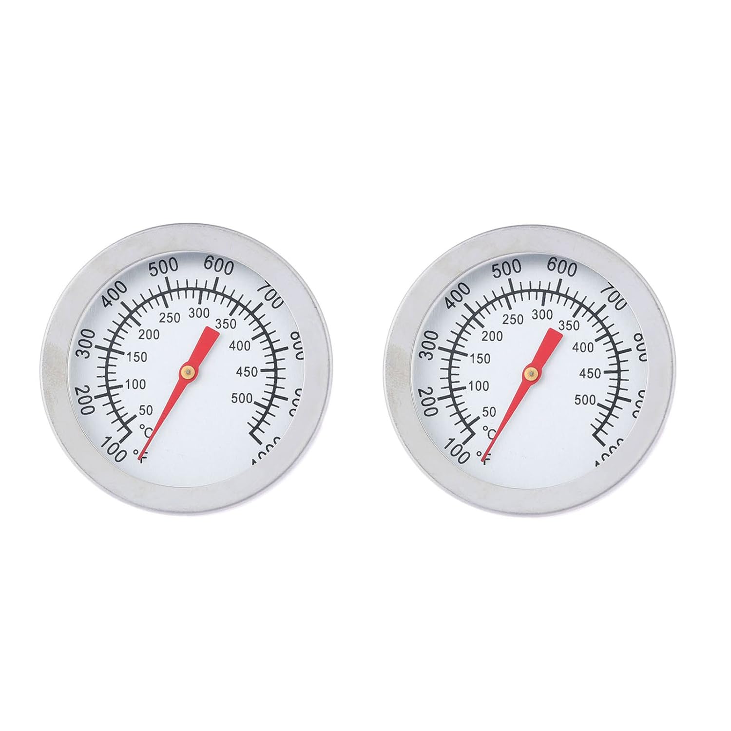 Mtsooning 2PCS BBQ Temperature Gauge, 2 Inch 1000° F Thermometer, Stainless Steel Heat Indicator for Lamb Beef Cooking Oven Wood