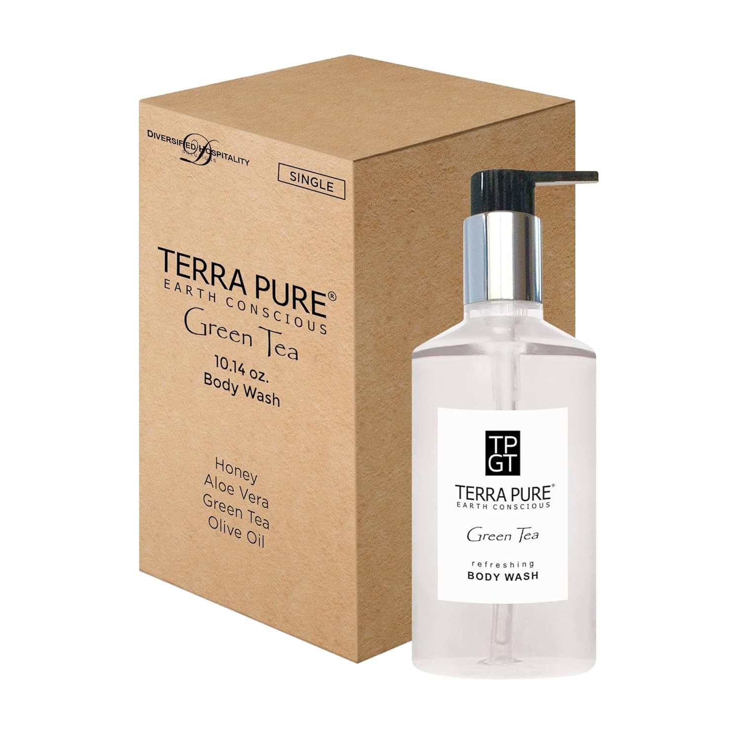 Terra Pure Green Tea Body Wash, 10.14 oz. With Organic Honey And Aloe Vera (Single)