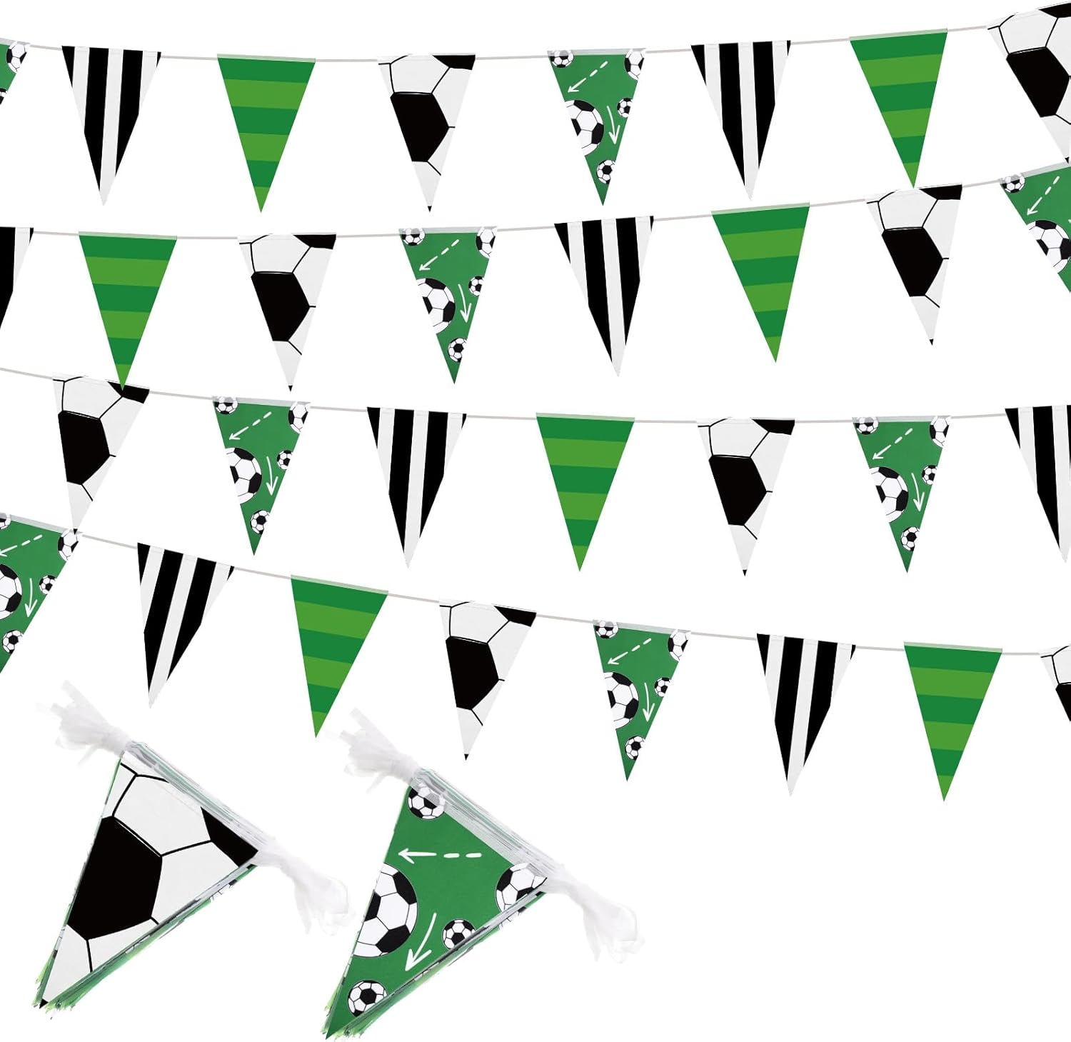 131 ft Soccer Pennant Banners American Soccer Banner Pennant Flag Garland Bunting for Soccer Party Supplies Birthday Party Home Outdoor Hanging Decoration, 4 Pcs