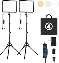 2-Pack LED Photography Lighting Kit, Arsoer 15W Bi-Color Video Light Kit, 2800-6500K LED Light CRI 97+, Studio Light with 70” Tripod Stand for Photography/YouTube/Video Recording/Content Creation
