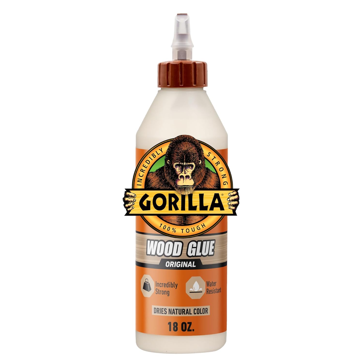 Gorilla Wood Glue, 18 Ounce Bottle, Natural Wood Color, (Pack of 1)