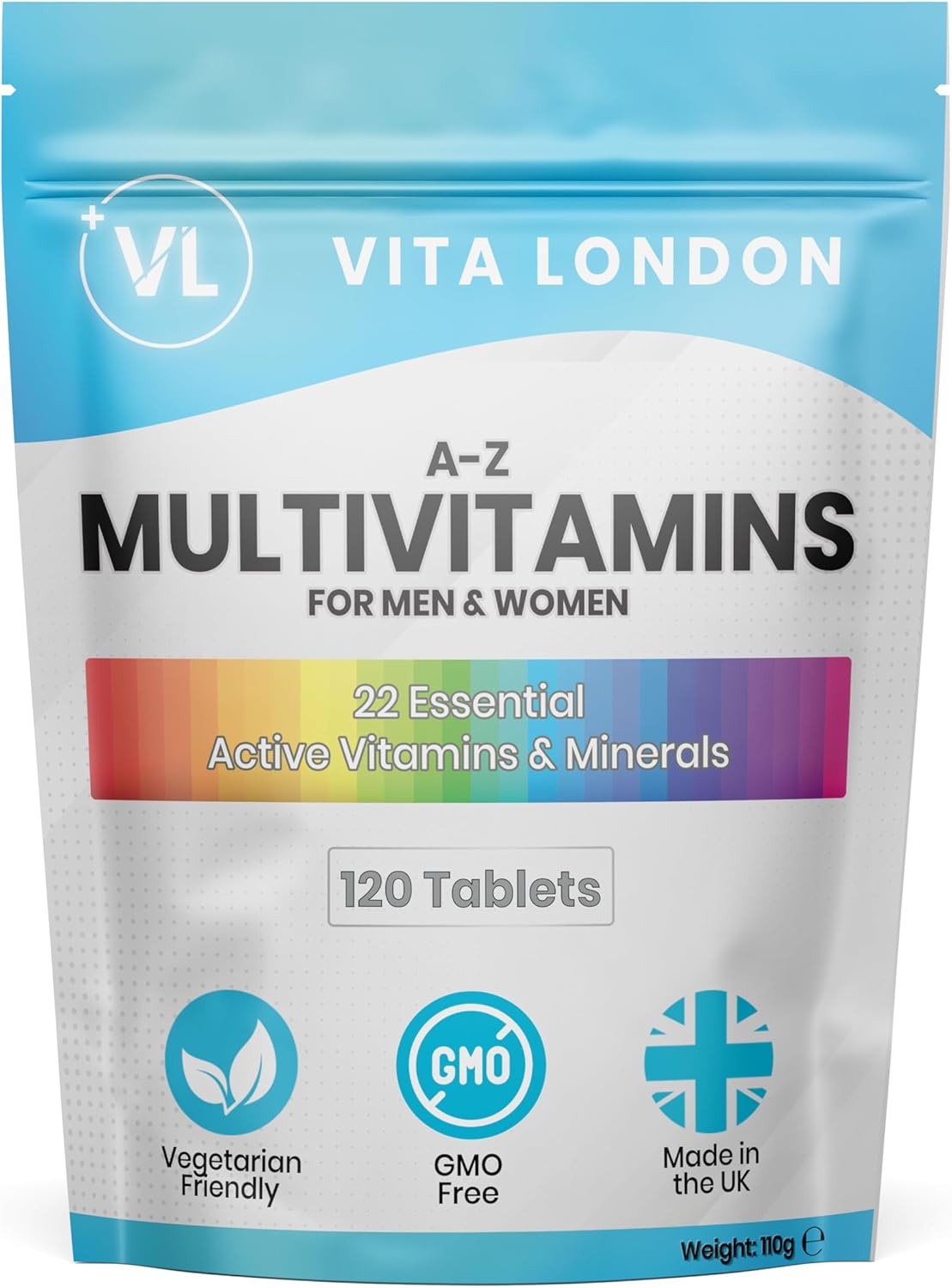 Multivitamin Tablets for Women & Men | 22 Essential Active Multi Vitamins & Minerals | 4 Month Supply (Tablet, not Powder or Multivitamins Capsule) | UK Made Supplements