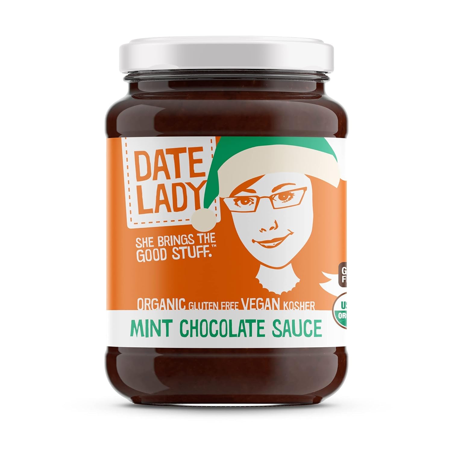 Date Lady Organic Date Sweetened Mint Chocolate Sauce - 10.7oz (1 BPA-Free Plastic) Make Hot Chocolate, Use as a Topping to Pour Over Ice Cream or Frost Cupcakes.