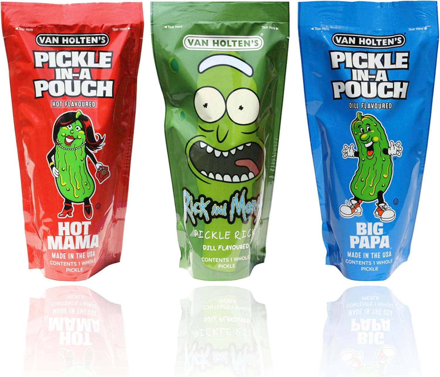 Van Holtens Pickle In A Pouch Assorted Pack (Pickle Rick, Hot Mama, Big Papa) - 306g (Pack of 3)