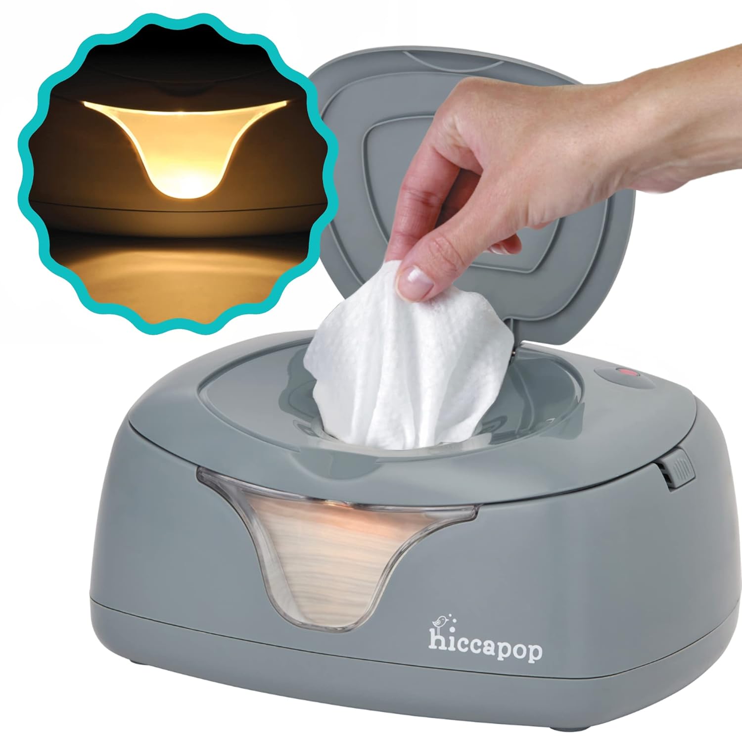 hiccapop Baby Wipe Warmer and Baby Wet Wipes Dispenser | Baby Wipes Warmer for Babies | Diaper Wipe Warmer with Changing Light