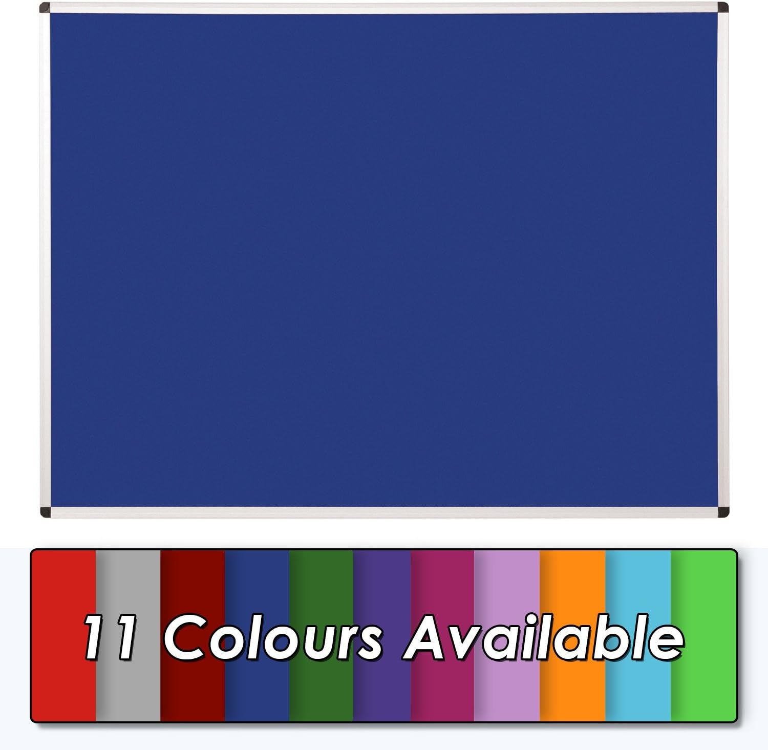 Wonderwall Premium Blue Felt Noticeboar,120 x 90 cm, Anti-Fade Pinboard with Aluminium Frame & Discreet Wall Fixings| Ideal for Office, School, Industry, Hubs, Healthcare