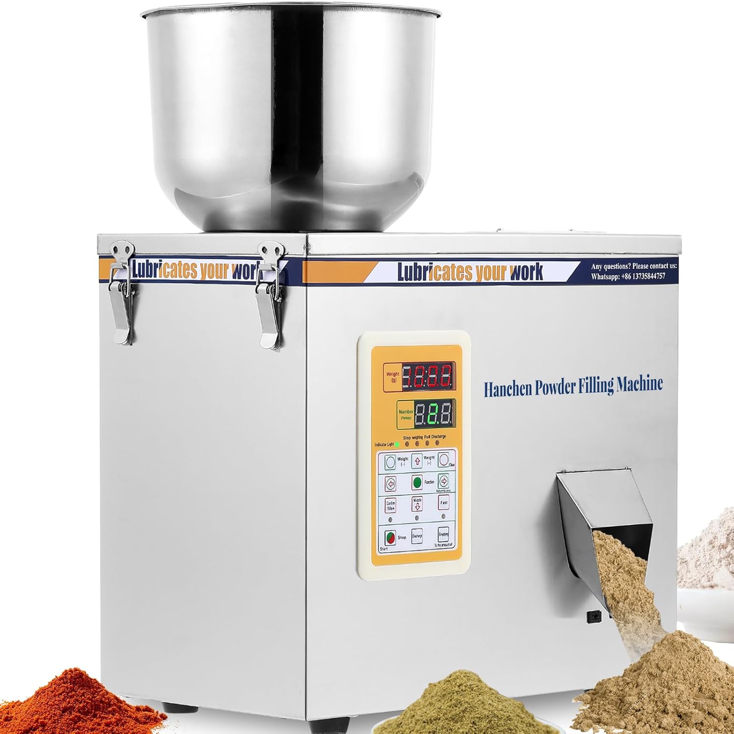 Hanchen Powder Filling Machine 0.5-100g Glitter Filling Machine with Foot Pedal Particle Weighing Automatic Bottle Bag Powder Filler for Tea Seeds Grains Powder Glitter (0.5-100g Filler)