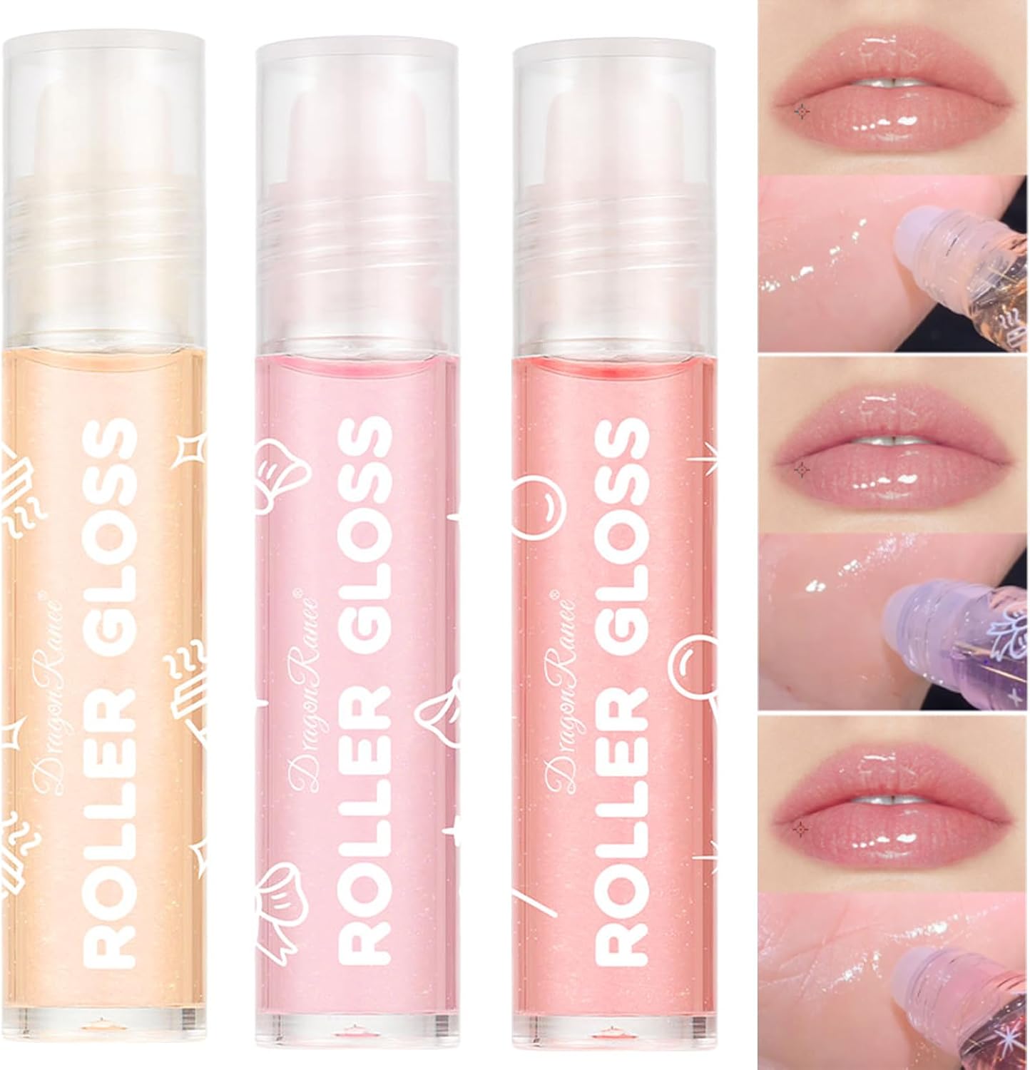 Riroenst 3Pcs Hydrating Glitter Lip Oil, Moisturizing Lip Glow Oil, Transparent Hydrating Lip Balm,Plumping Lip Gloss,Repairing and Nourishing Lip