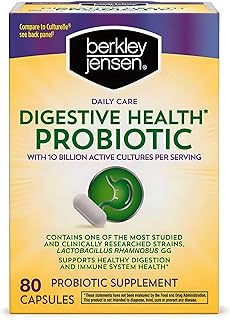 berkley jensen Daily Care Digestive Health Probiotics for Women & Men - Advanced Formula with Lactobacillus Rhamnosus GG & Lactobacillus Acidophilus - for Immune Support & Gut Health - 80 Capsules
