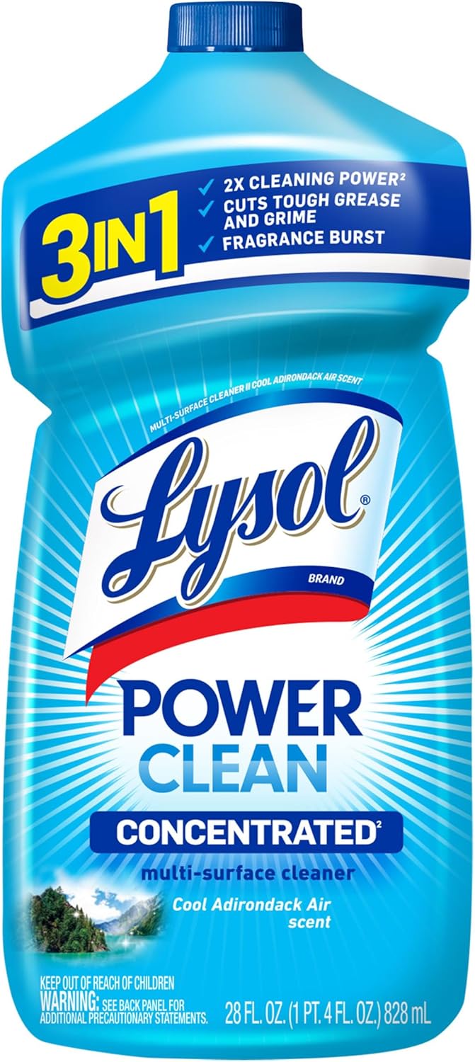 Lysol Power Clean Multi-Surface Cleaner, 2x Concentrated Pour, Cool Adirondack scent, 28 Fl Oz