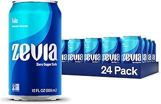 Zevia Zero Sugar, Cola Soda, 12 Fl Oz Cans (Pack of 24)