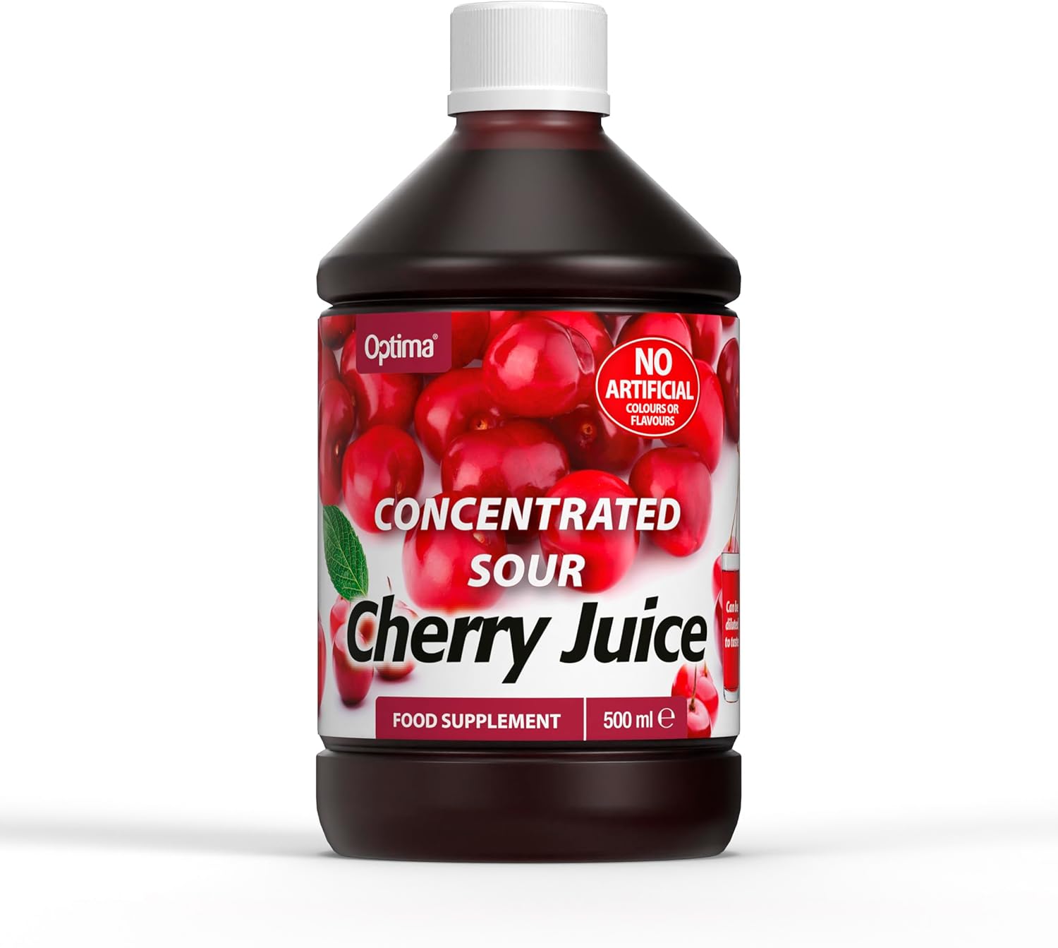 Optima Sour Cherry Juice Concentrate, Natural, Vegan, No Artificial Flavours or Colours, Food Supplement, 500 ml Bottle