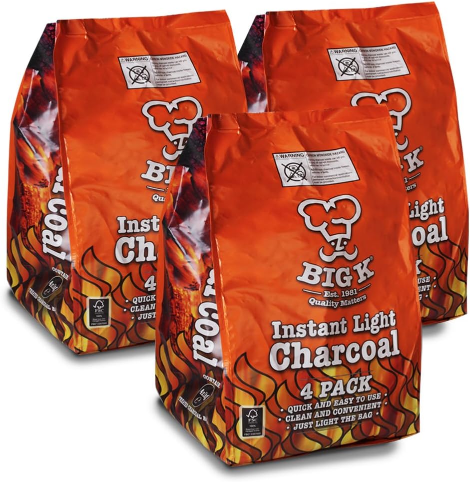 The Chemical Hut 12KG (X12, 1KG bags) of Instant Light The Bag BBQ Charcoal for Stoves BBQs Burner - Comes Anti-Bacterial Pen!