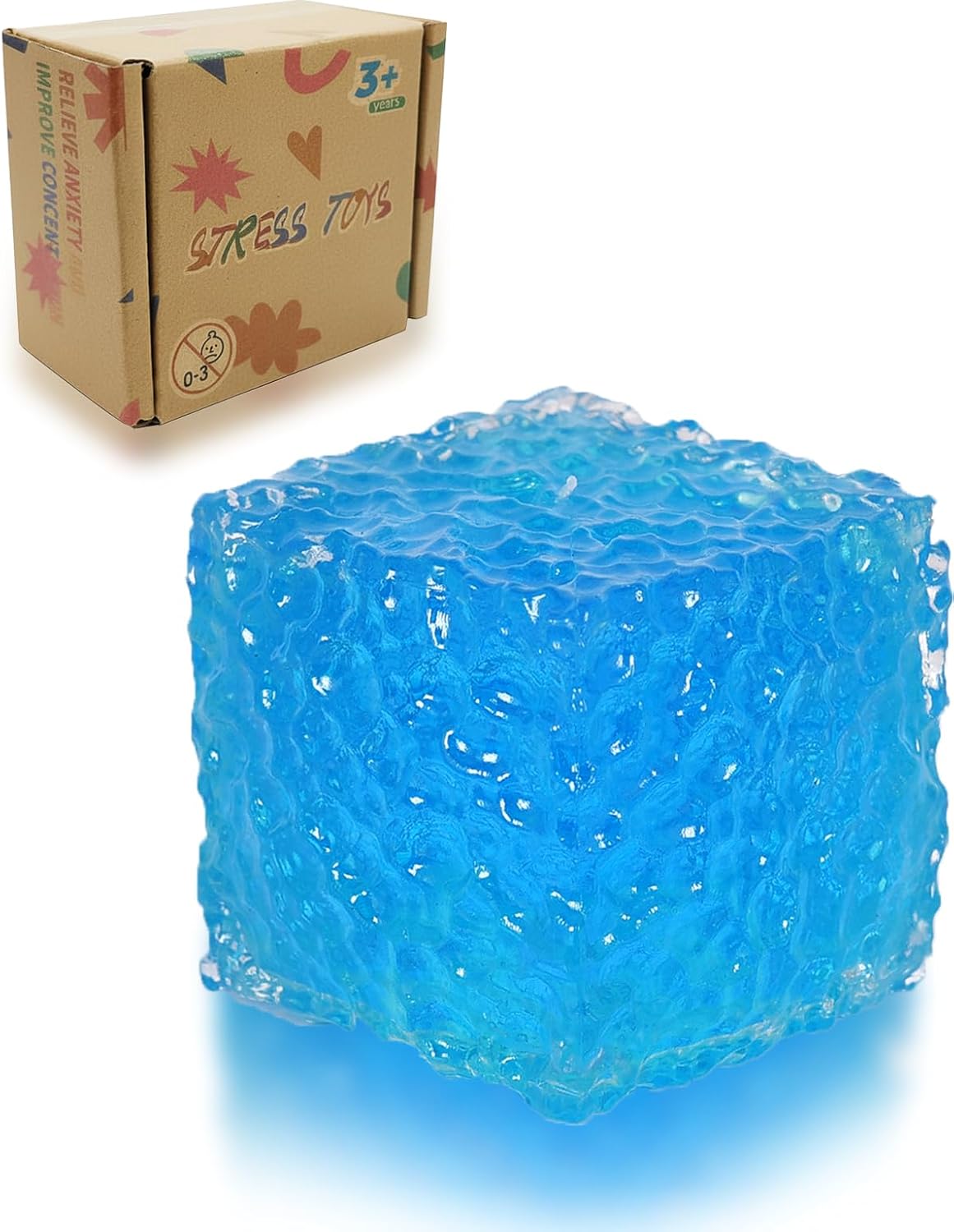 Honeycomb Cube Squishy Toy - Soft TPR Gel Stress Relief Squeeze Toy, Slow-Rising Sensory Fidget for Kids & Adults, Handheld Anxiety Relief (Blue)