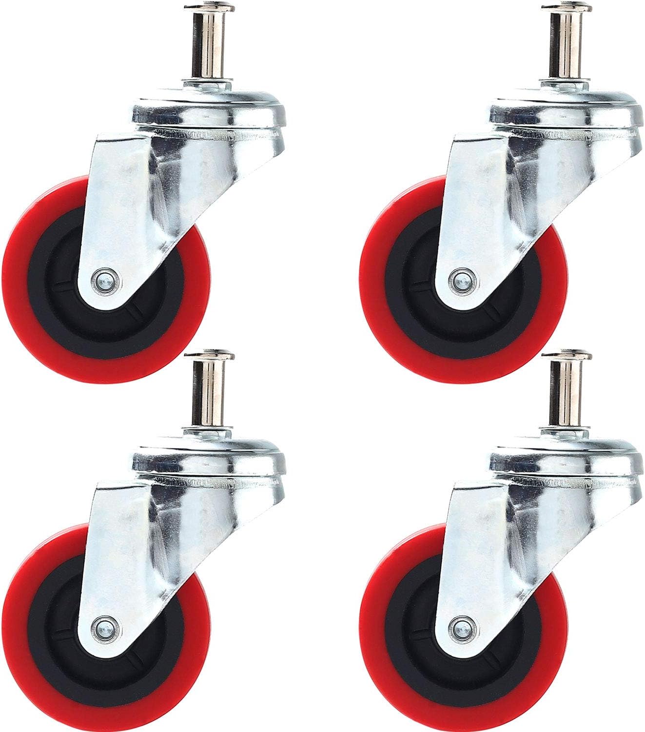 4 Pack Heavy-Duty 2.5" Swivel Caster Wheel Creeper Service Cart Stool Post Mount