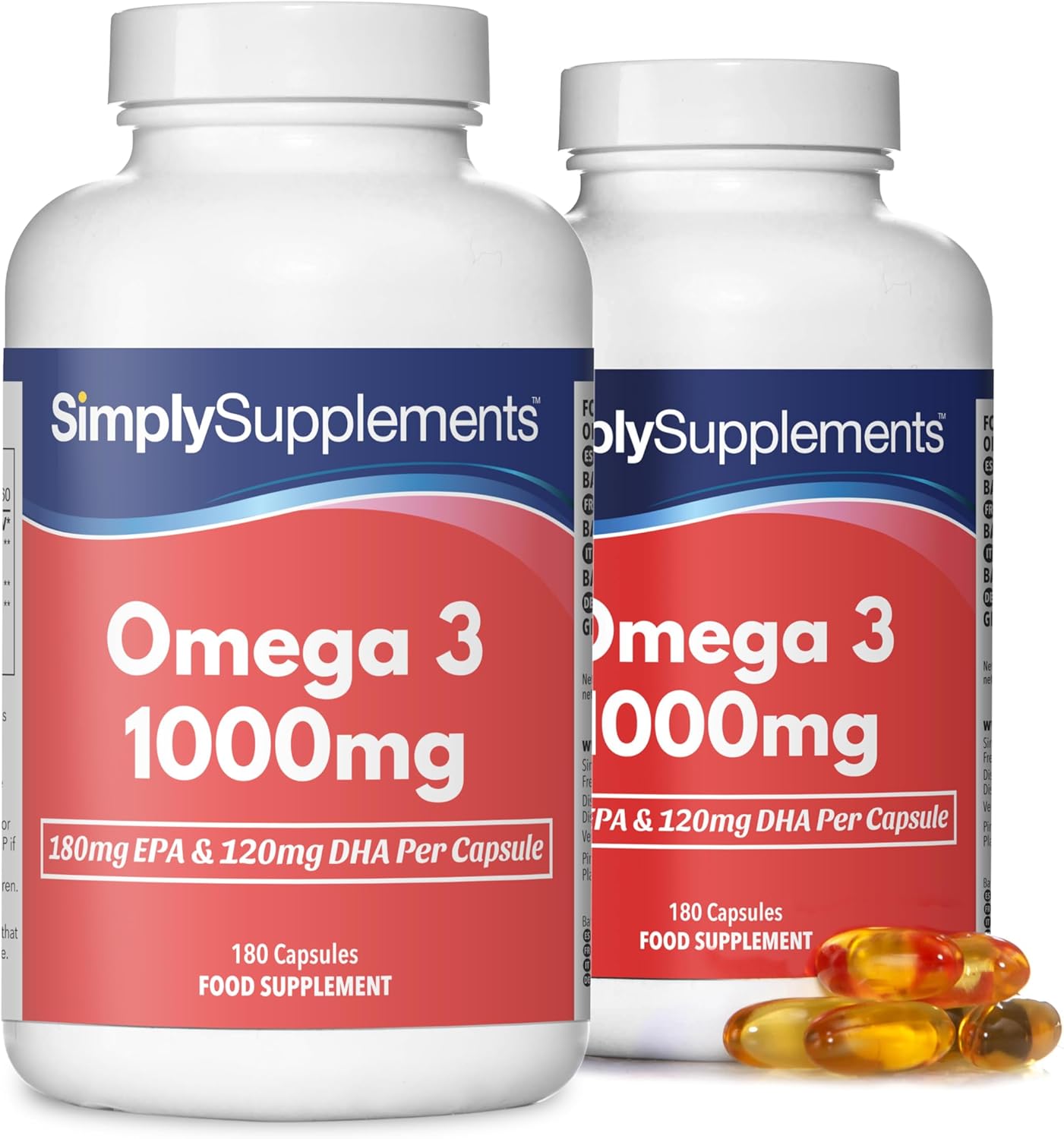 Pure Omega 3 1000mg Capsules | Supports Heart, Brain & Eye Health | Rich in Omega 3 Fatty Acids | 540mg of EPA and 360mg of DHA per Serving | 360 Capsules = 4 Months’ Supply | Made in The UK