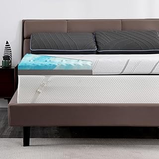 Extra Firm Mattress Topper Queen 4 Inch Egg Crate Mattress with Ice Silk Cover, Premium Cooling Gel+ Bamboo High-Density Memory Foam Mattress Topper, Firm to Extra Firm Mattress Topper for Pain Relief