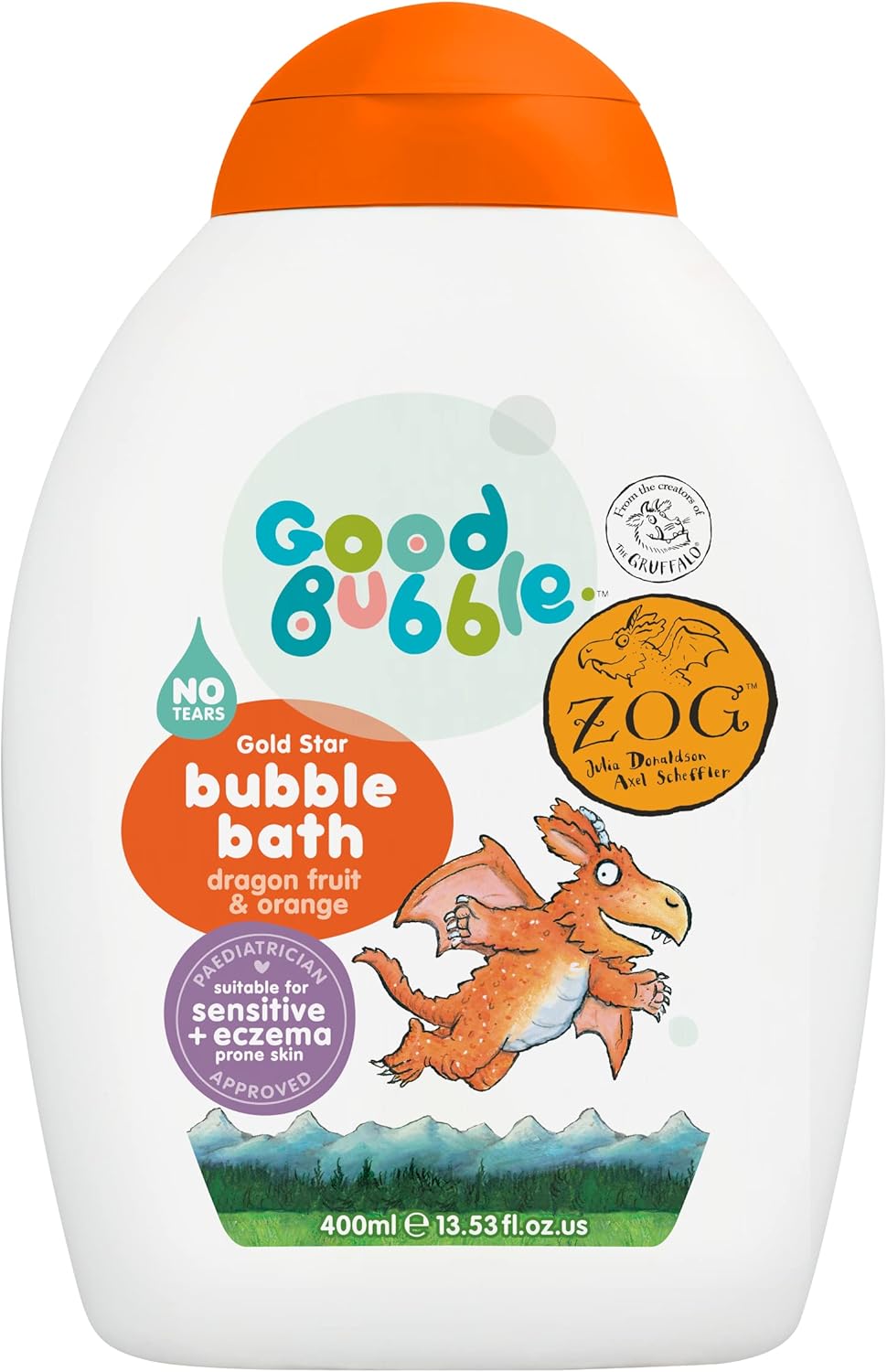 Good Bubble Zog Bubble Bath with Dragon Fruit & Orange - for Baby, Sensitive & Eczema-Prone Skin - Vegan-Friendly for Toddlers 400ml