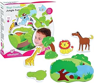 Edushape Magic Creations Foam Sticker Imaginative Bath Tub Activity Play Set, Jungle Fun