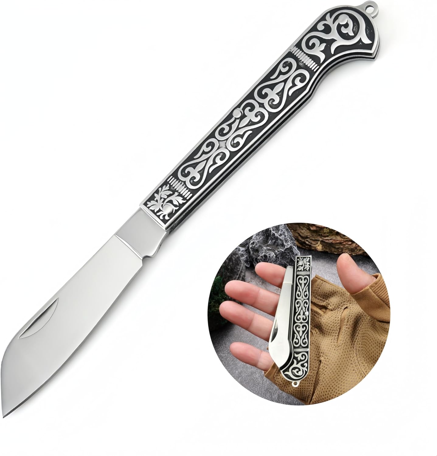 MLTUOYING Stainless steel portable pocket tool Camping Multitool Folding Cutter Accessories silver non locking EDC 2.56'' for camping hiking DIY Activities