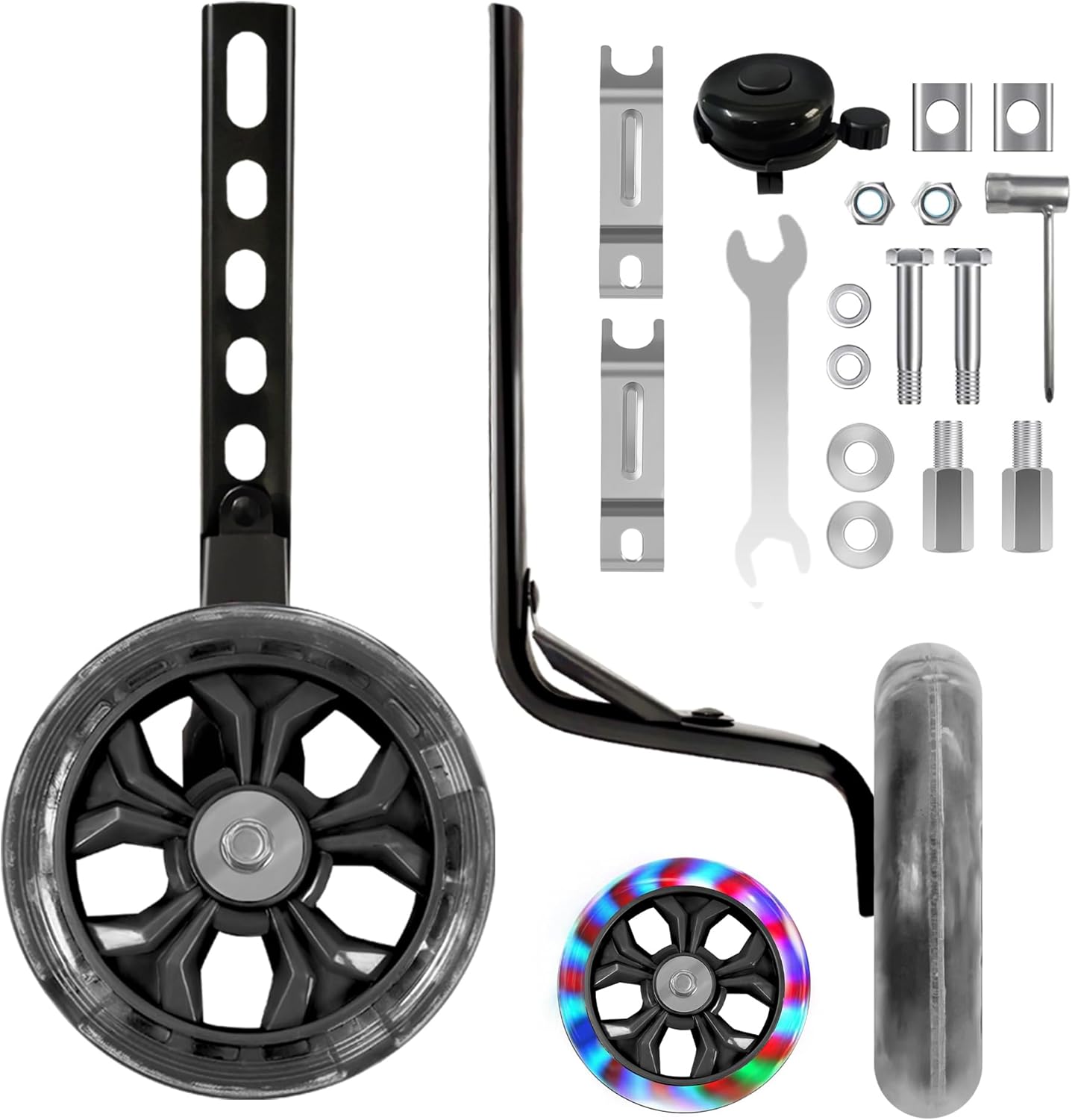 Training Wheels with Noiseless Flash Wheels - Fits 12, 14, 16, 18, 20 Inch Kids' Bikes