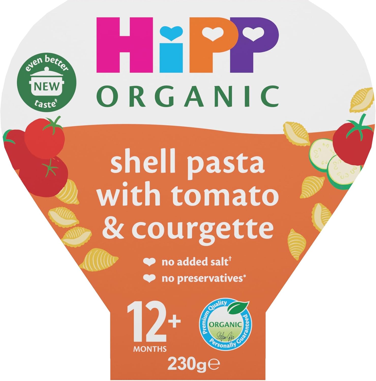 HiPP Organic Shell Pasta with Tomatoes & Courgette Toddler Tray Meal 1-3 Years 230g (Pack of 5)