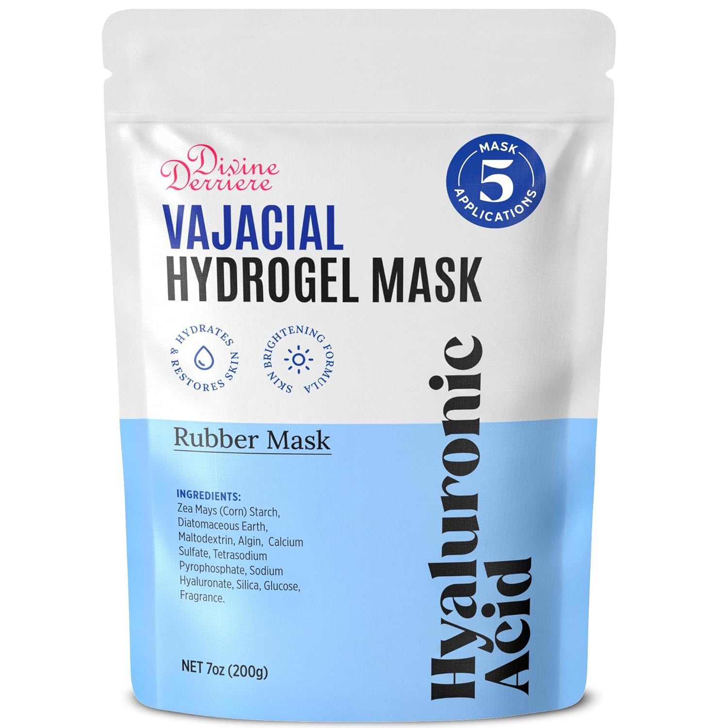 Divine Derriere Hydrogel Vajacial Mask - Premium Modeling Rubber Mask with Hyaluronic Acid, Deeply Purifying & Super Hydrating Hydro-jelly Sheet Masks, Complete Peel-Off Jelly Mask Powder Kit
