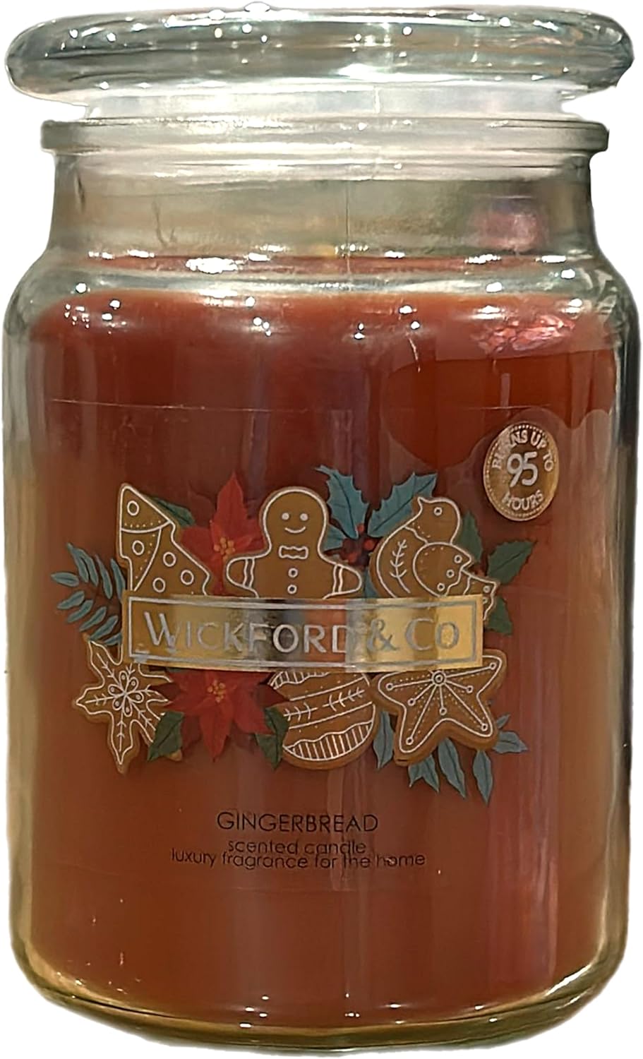 eBoutik - Strong Scented Gingerbread Large Candle Jar Festive Summer - Long-Lasting Fragrance Natural Wax, Seasonal Christmas - Xmas Home Decor Stocking Filler
