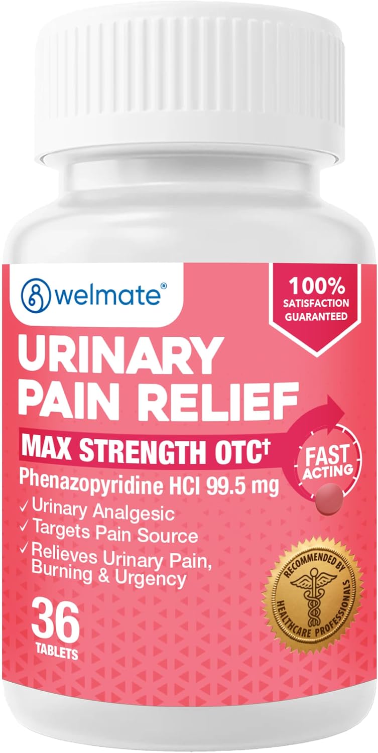 WELMATE Maximum Strength Urinary Pain Relief UTI Medicine for Women, 36 Ct