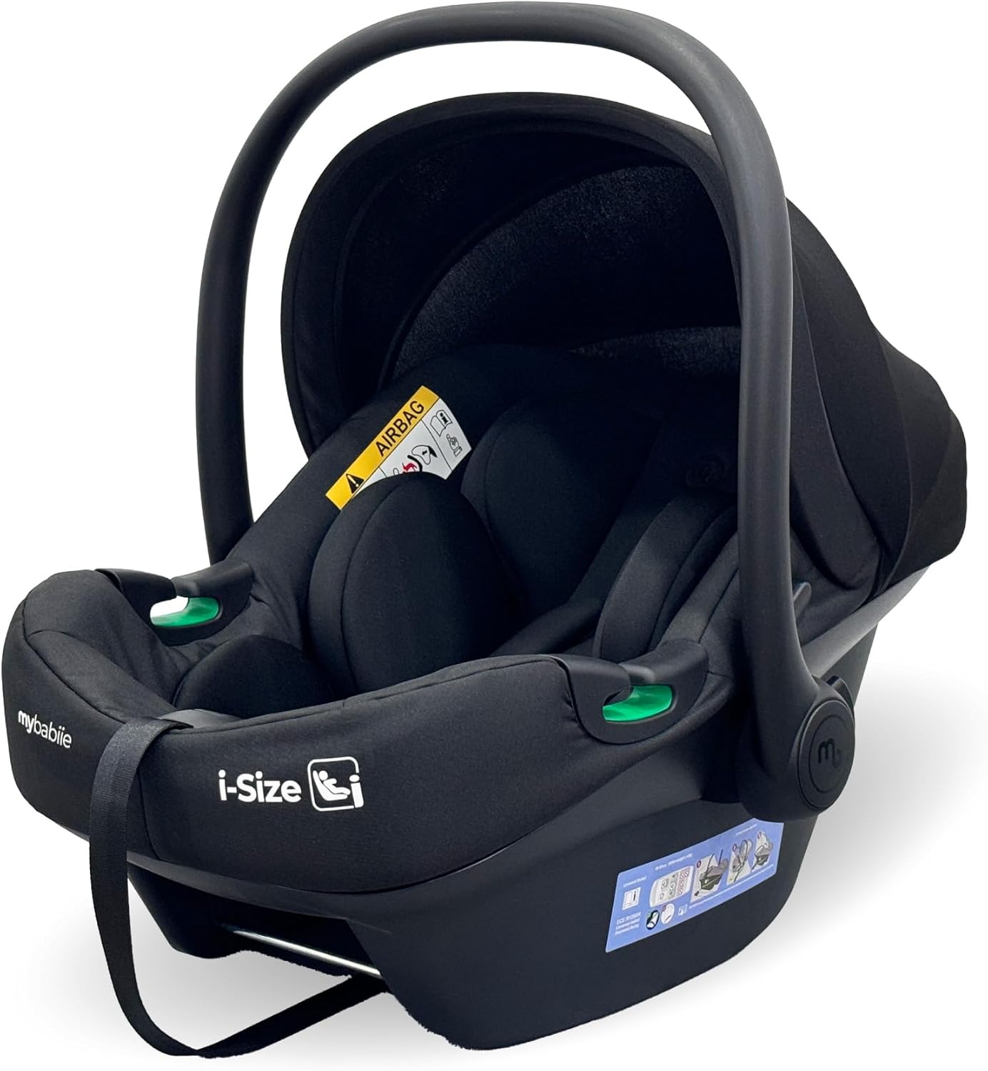 My Babiie MBCS02 SE i-Size Baby Car Seat - 40-87cm (Birth to 15 Months Approx.), R129, Group 0+, Lightweight Infant Carrier, Large Canopy, Newborn Insert, Adjustable Headrest - Black SE