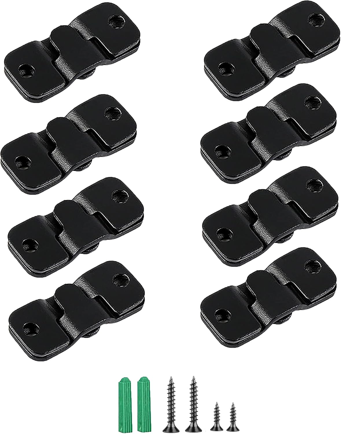 WeqeYent 8 Pairs(16 Pcs) Flush Mount Bracket Concealed Mount Bracket Interlocking Hang Buckle Stainless Steel Frame Hook Hardware Hanging for Pictures Mirrors Frames Furniture Connector(Black)