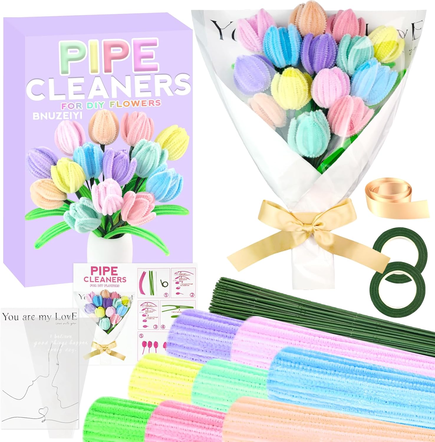 Pipe Cleaners Craft Supplies Stems Pipe Cleaners Flower Kit