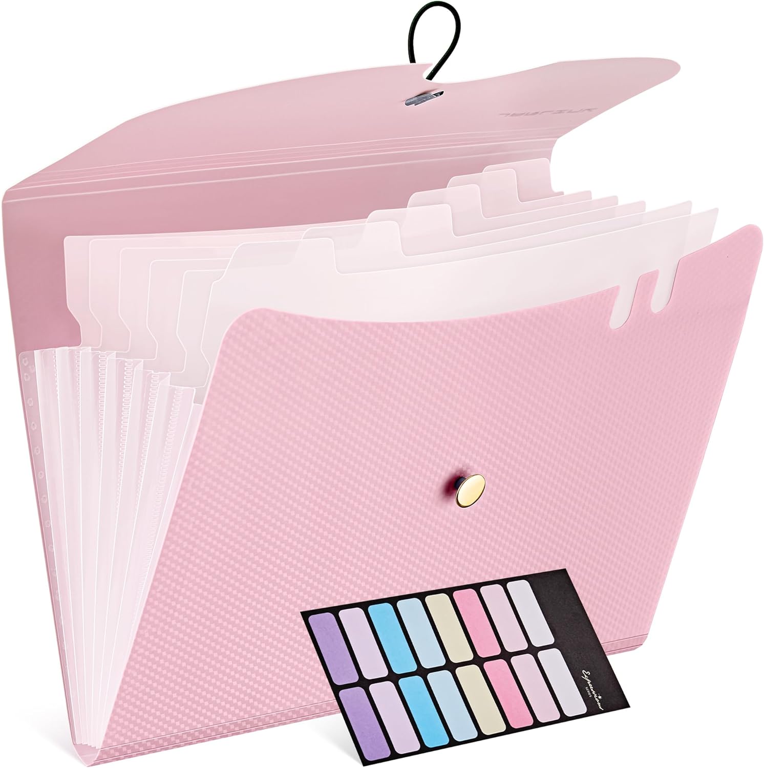 JARLINK 7 Pockets Expanding File Folder, A4 Size Accordion File Folders with 12 Labels, Cute Paper Organizer, Portable Document Organizer for Home College School Office Supplies, Macaron Pink