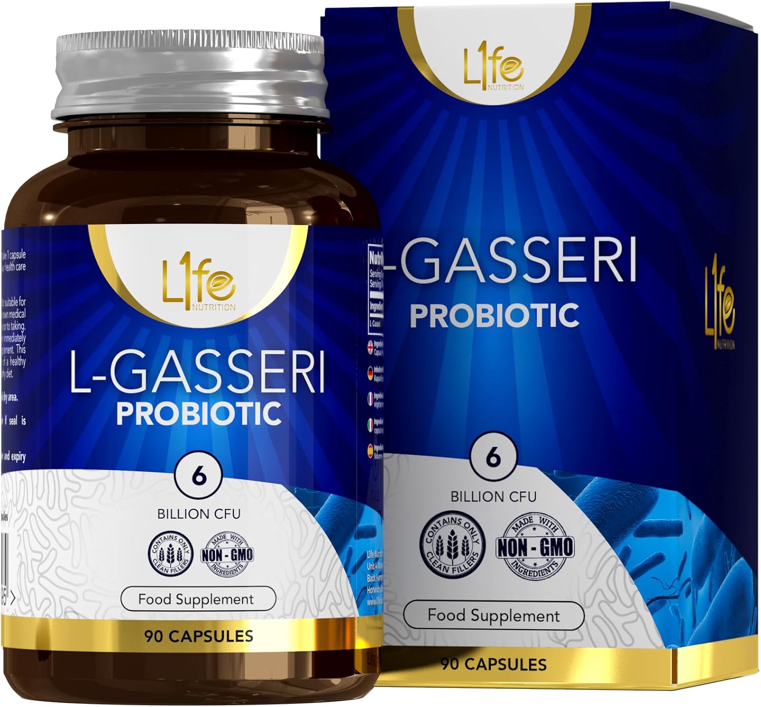LN Lactobacillus Gasseri | 90 Lactobacillus Probiotic Capsules - High Strength 3 Billion CFU L-Gasseri Probiotic per Serving | Non-GMO, Gluten & Allergen Free | Made in The UK