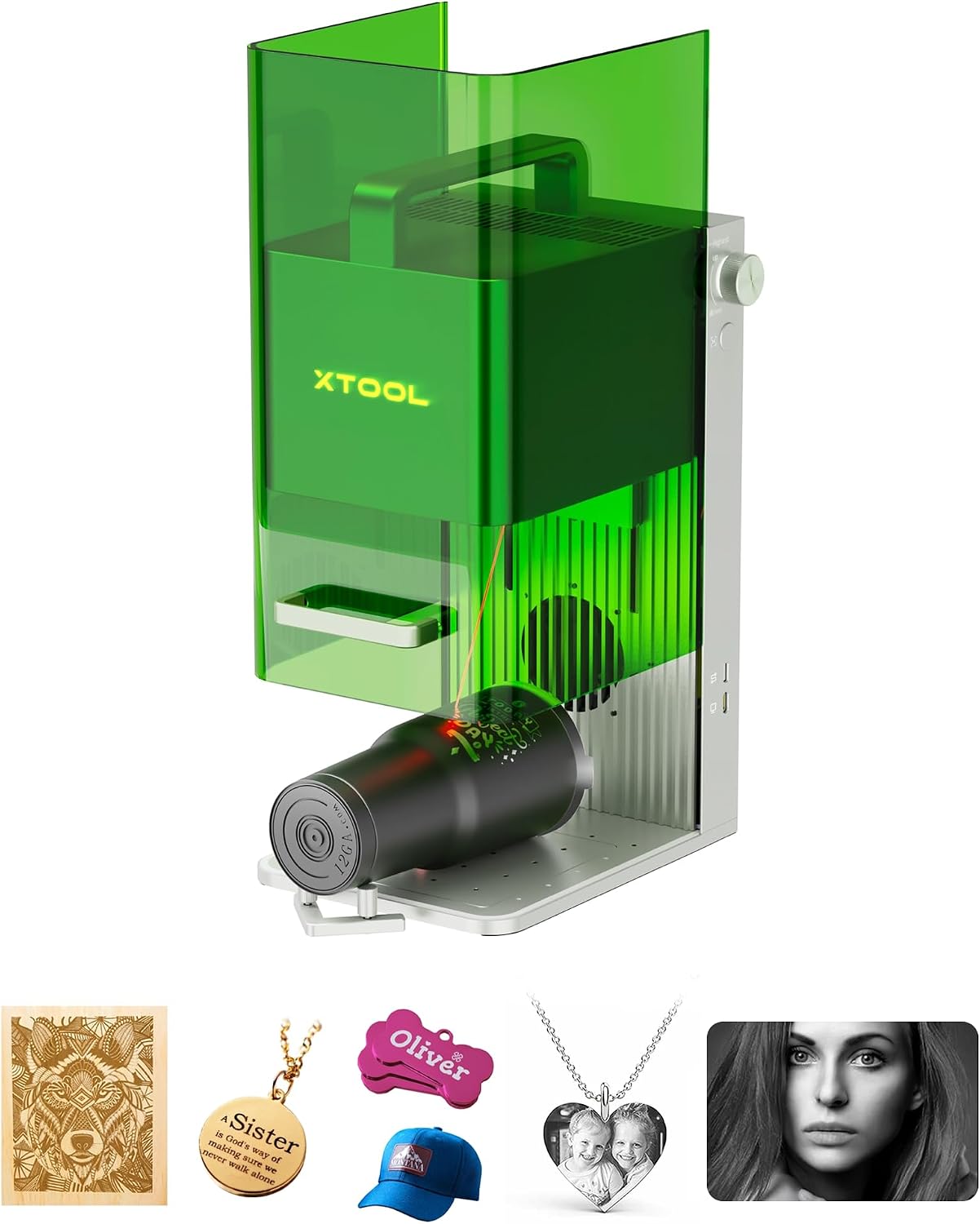 xTool F1 2-in-1 Dual Laser Engraver, Lightning Speed Portable Laser Engraving Machine, HD Laser Engraver for Jewelry, Metal, Wood, Leather