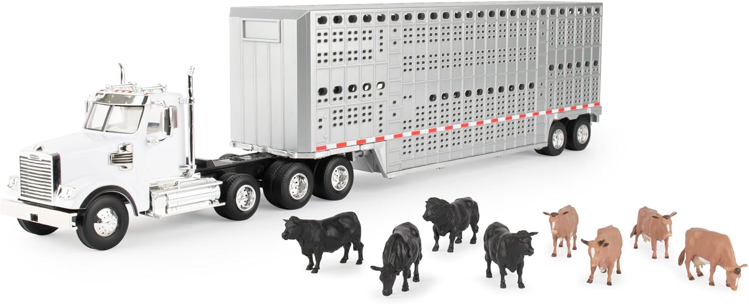 ERTL 1/32 Freightliner 122SD Semi with Livestock Trailer & Cattle 47362