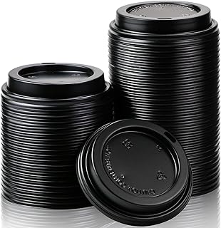 100 Pcs Black Dome Lids for 12, 16, 20, 22 Oz Lids for Takeout Coffee Cups, Hot Cup Lid Disposable Paper Cup Lids 12-22 Ounce for Hot/Cold Beverage