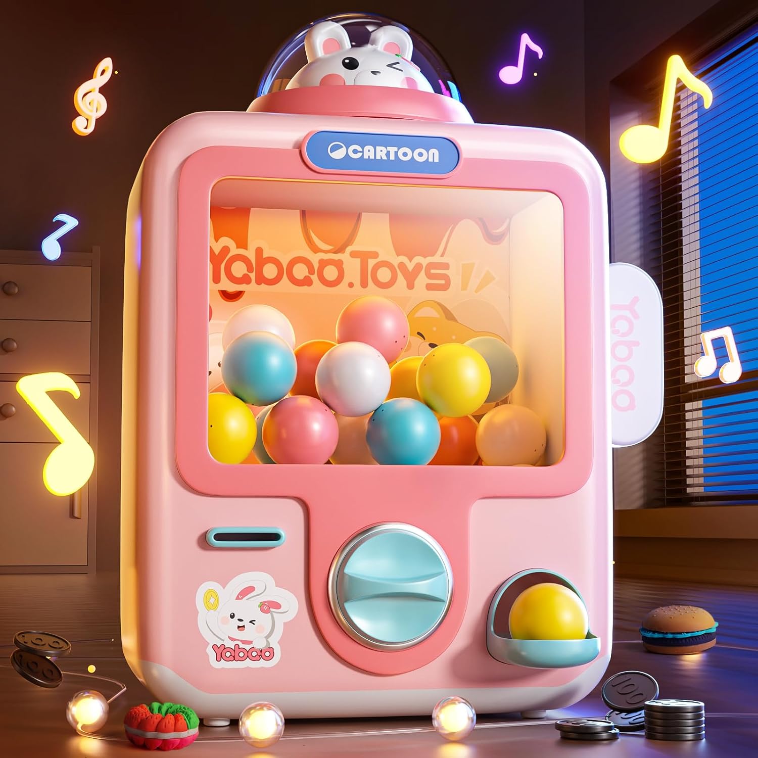 Skirfy Vending Machine Kids Toys Mini Claws Machine 12 Erasers Operated Gumball Prize Machine Maker Game Claws Machine Christmas Game Sensory Toys Dolls Gifts（Pink）