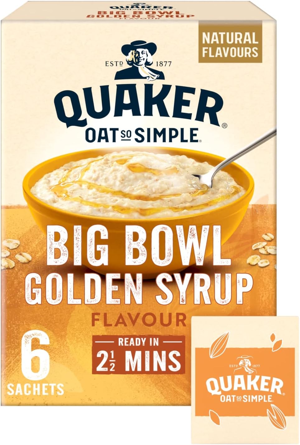 Quaker Oat So Simple Big Bowl Golden Syrup, 6 x 49.6 g