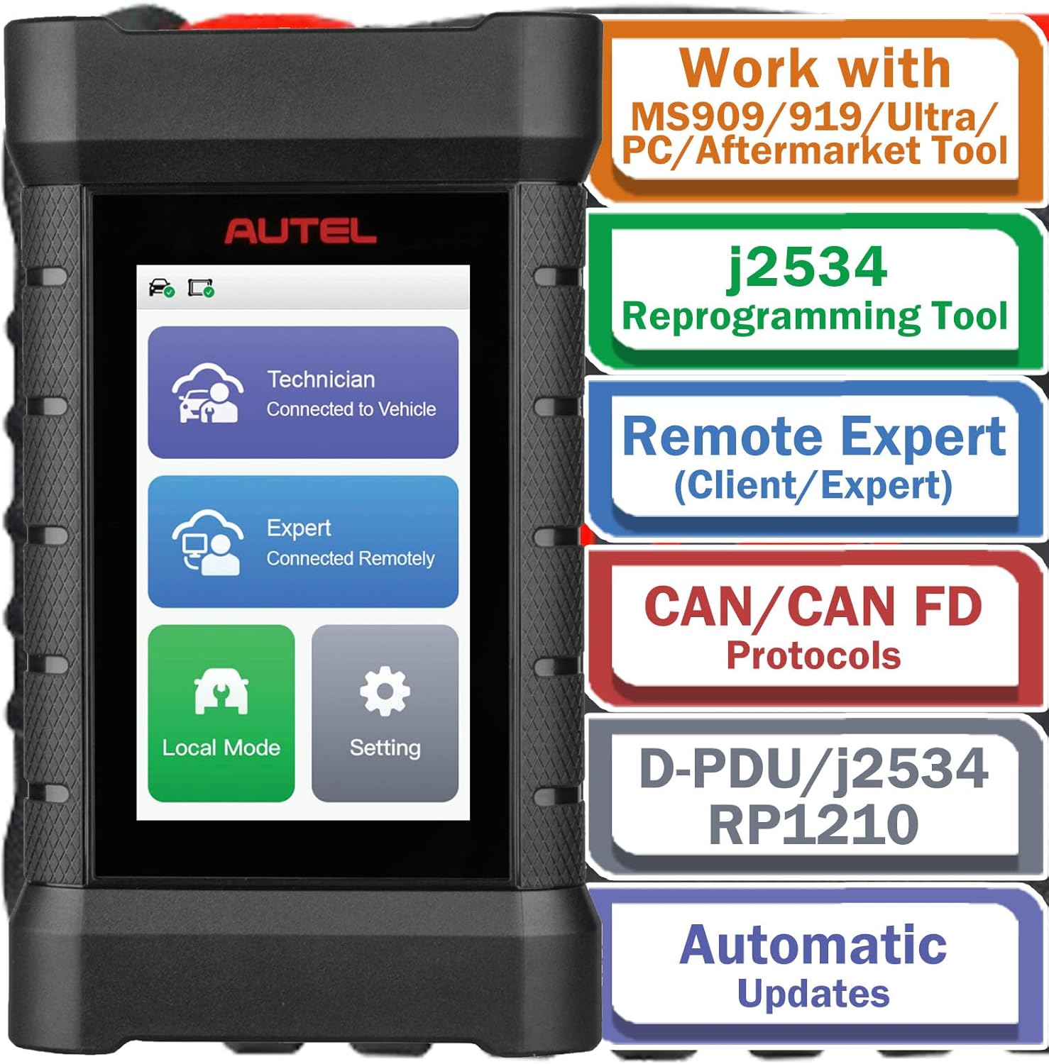 Autel VCI MaxiFlash Xlink J2534 Reprogramming Tool Expert-Driven Remote Diagnostic Tool Supports DoIP/CAN/CAN FD/D-PDU/J2534/RP1210 Work with Autel MaxiSYS Ultra MS919 MS909 PC and Mobile Phone