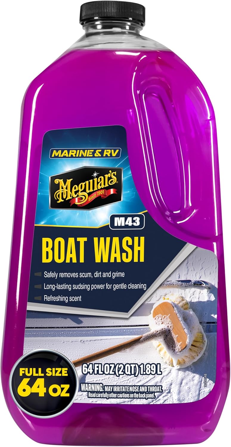 Meguiar's M43 Marine/RV Boat Wash, pH-Balanced Boat/RV Wash for Protecting Fiberglass and Gel Coat, Streak-Free Shine that Keeps Surfaces Clean and Protected, 64 Oz