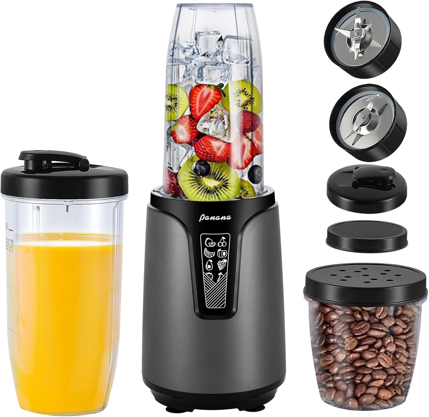 Panana Personal Blender Smoothie Maker, 800W Blender with 600ml BPA Free Cup, with 6 Blades, Travel Lid, Mixer for Crush Ice, Juice & Vegetable Drinks