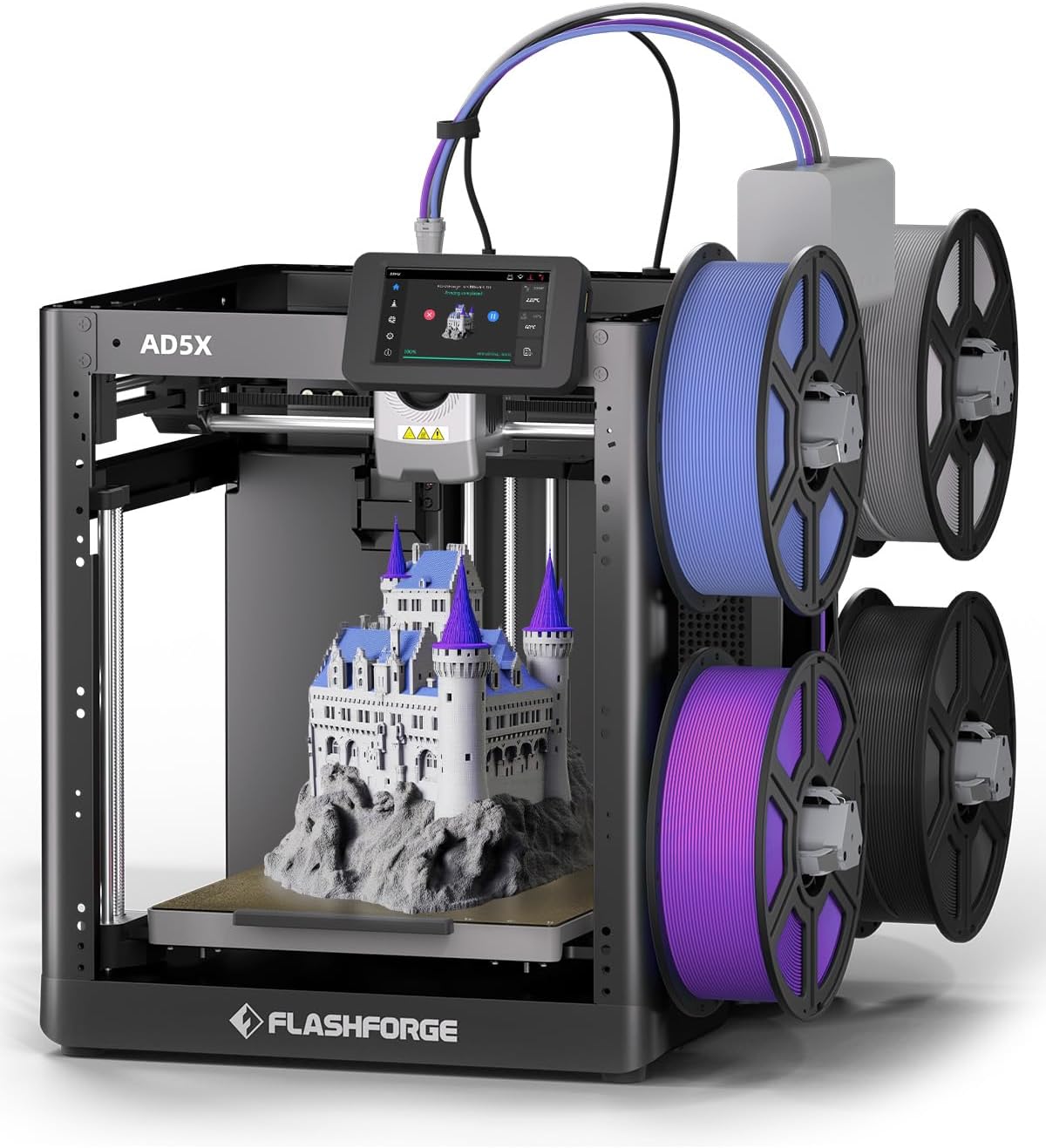 FLASHFORGE AD5X Multi-Color 3D Printer with IFS,Fully Auto Leveling FDM 3D Printer with Max 600mm/s High Speed Printing and Max 300°C Nozzle,Large Printing Size 220 * 220 * 220mm (AD5X)