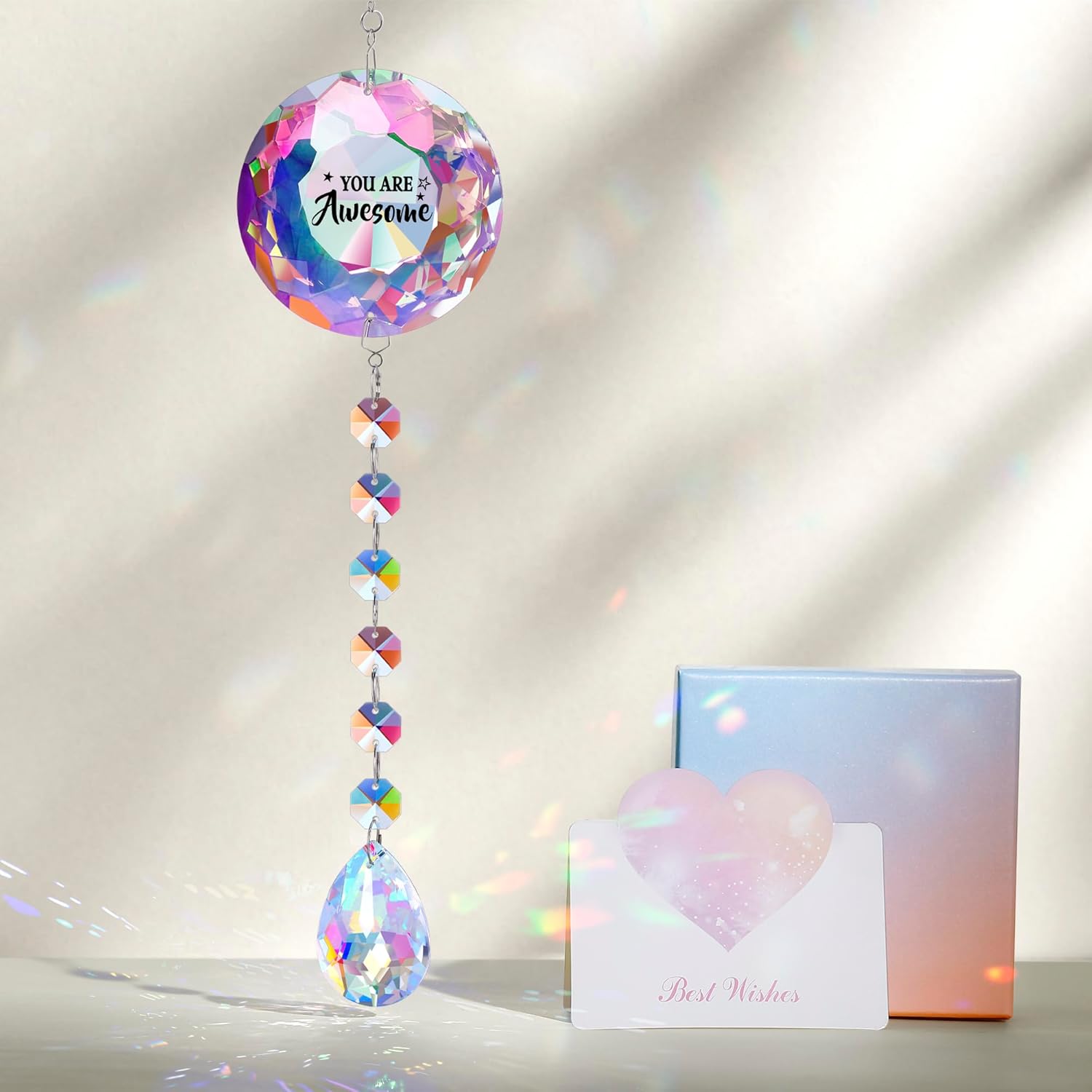 You are Awesome - Gifts for Women Friend Mom Daughter Christmas Mothers Day Birthday, Crystal Suncatcher for Home Office Bedroom Living Room Garden Decoration, Sun Catcher (Awesome)