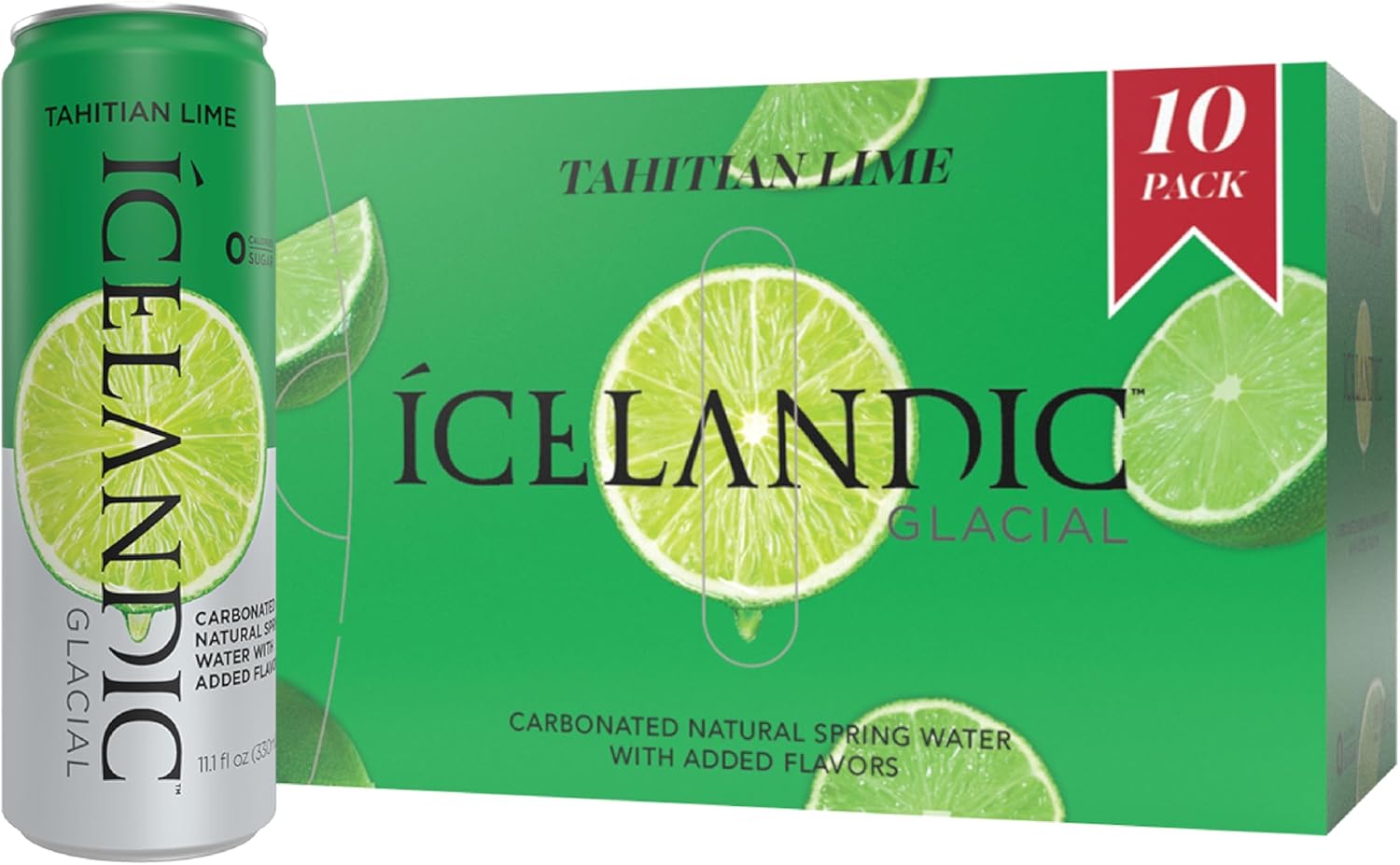 Icelandic Glacial Sparkling Water, Tahitian Lime, 330 ml Cans, 10 Count