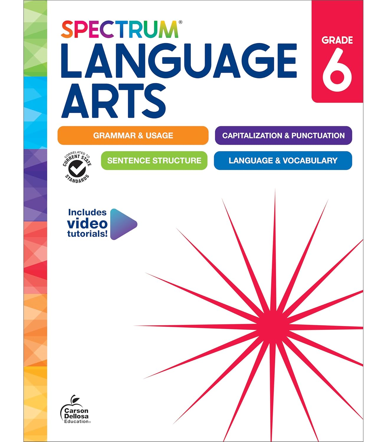 Spectrum Grade 6 Language Arts Workbook, ELA Middle School Books for Kids Ages 11-12 Covering Grammar, Vocabulary, Sentence Structure, Parts of Speech, and More, Classroom or Homeschool Curriculum