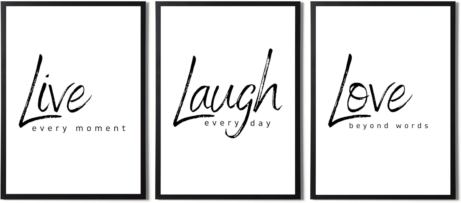 State Media Vision Live Laugh Love Modern Home Decor Art Prints | Inspirational Wall Art Live Laugh Love For Kitchen Bedroom and Bathrooms (Live Laugh Love Set, A4 Print Only)